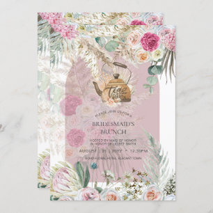 Carte BOHO Tea Party Fête des mariées Pampas Grass