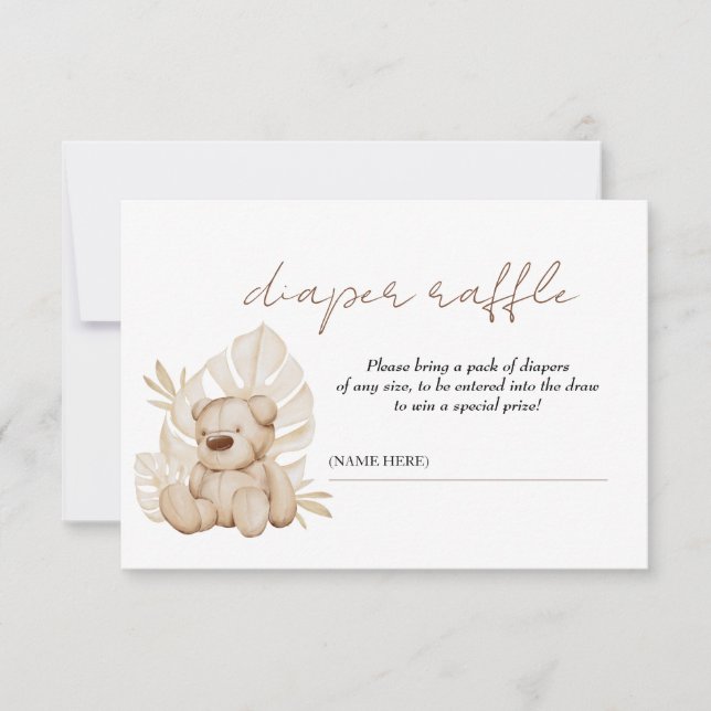 Carte Boho Teddy Bear Diaper Raffin Enceinte (Devant)
