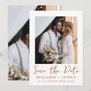 Carte Boho Terracotta deux photos mariage Enregistrer la