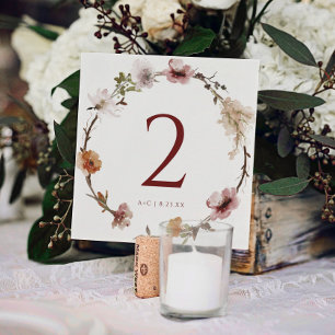Carte Boho Terracotta Floral Mariage Numéros de tableau