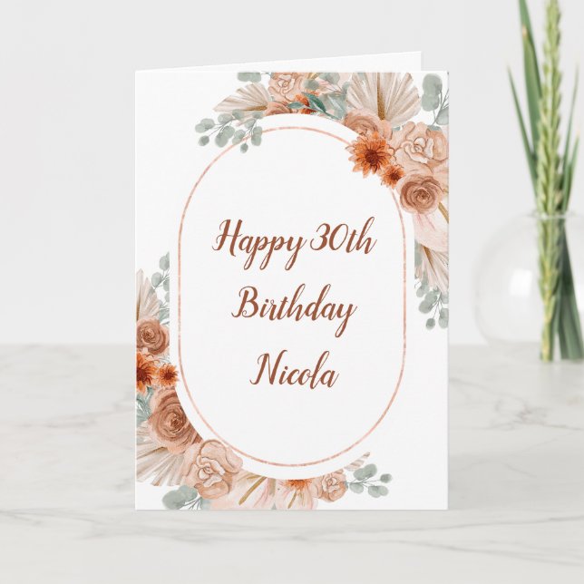 Carte Boho Terracotta Pampas Herbe (Devant)