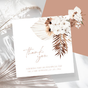 Carte Boho Terracotta Pampas Mariage Merci orchidée