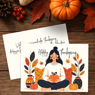 Carte Boho Terracotta Zen Citrouille Joyeux Thanksgiving