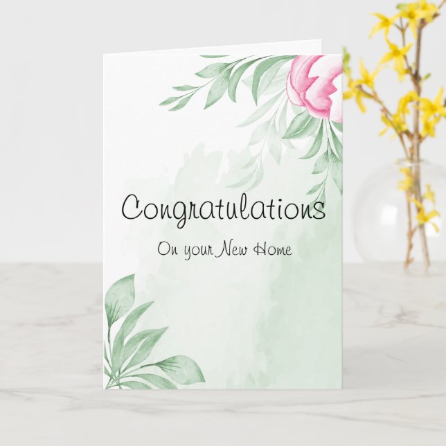 Carte Boho Watercolor Félicitations Nouveau Accueil (Fleur jaune)