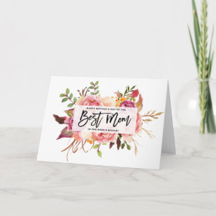 Carte Boho Watercolor Floral Bouquet Photo Fête des Mère