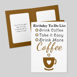 Carte Boire plus de café blanc marron anniversaire