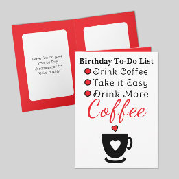Carte Boire plus de café blanc rouge anniversaire