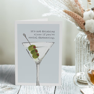 Carte Boire seul   Salutation amusante de distanciation 