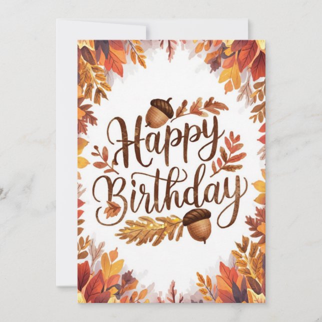 Carte Bois douillette automne automne heureux anniversai (Devant)