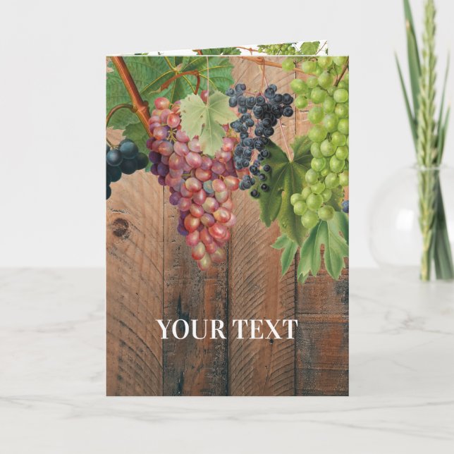 Carte Bois et raisins rustiques (Devant)