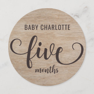 Carte Bois rustique 5-6 Mois Bébé Jalon Signal