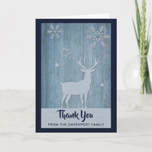 Carte Bois rustique Bleu renne Pays Noël