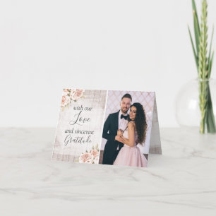 Carte Bois rustique et Merci Mariage Rose 4 photos