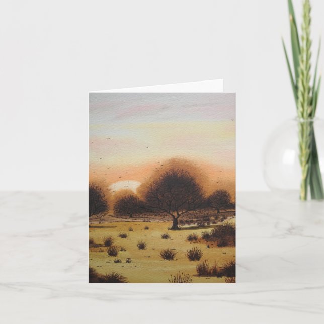 Carte bois rustique générique paysage coucher de soleil  (Devant)