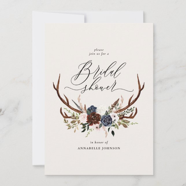 Carte Bois rustique marine bordeaux fleurie douche de na (Devant)