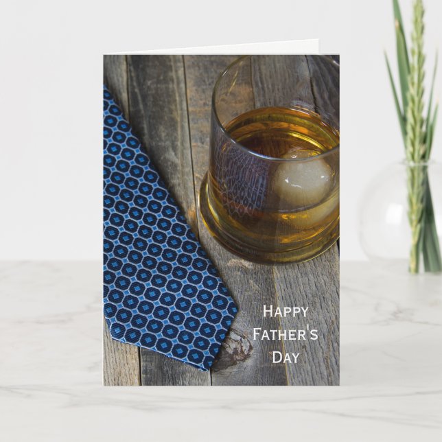 Carte boisson au whisky et cravate sur bois (Devant)