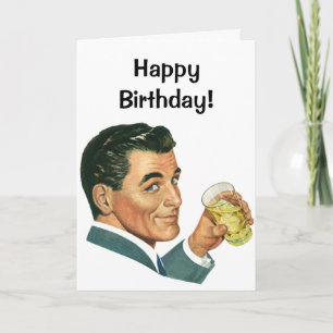 Carte Boissons Cocktails Vintage, Homme Buvant des Boiss