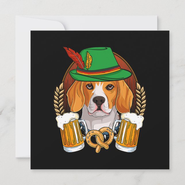 Carte Boissons de bière de chien beagle Oktoberfest (Devant)