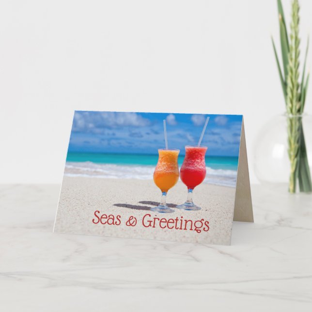 Carte Boissons Plage Mer de Noël n Voeux (Devant)