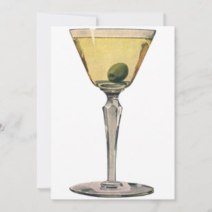 Carte Boissons Vintage Drinks, Martini Olive Cocktail