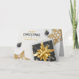 Carte Boîte à cadeaux Noir Boules de Noël Boules de neig