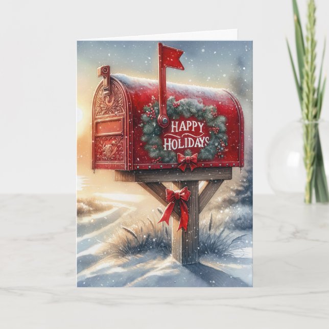 Carte Boîte aux lettres de Noël rouge en neige (Devant)