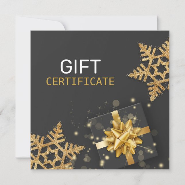 Carte Boîte cadeau or Parties scintillant Snowflakes Car (Devant)