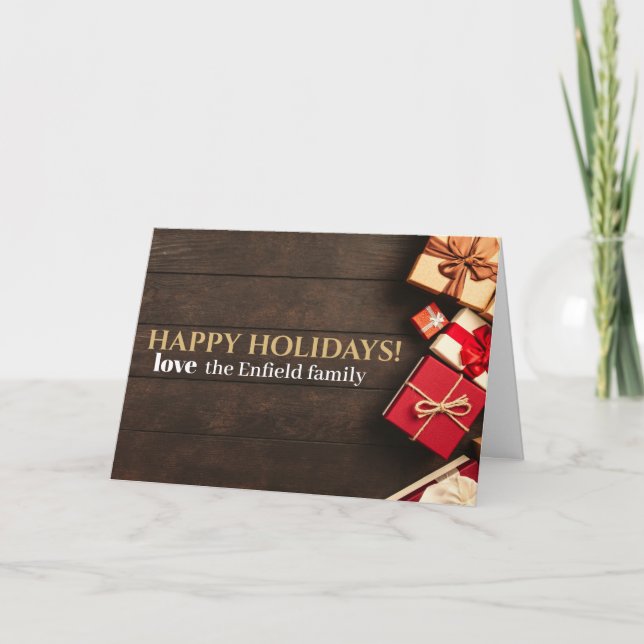Carte Boîte cadeau rustique, Noël (Devant)