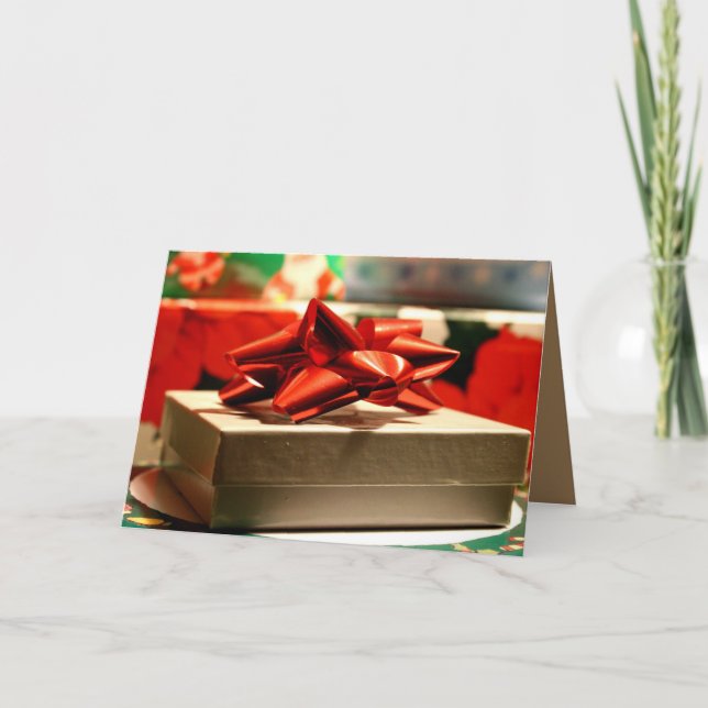 CARTE BOÎTE DE NOËL AVEC RUBAN ROUGE (Devant)