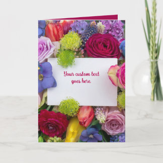 Carte Boîte de texte encadrée de roses florales jolies p