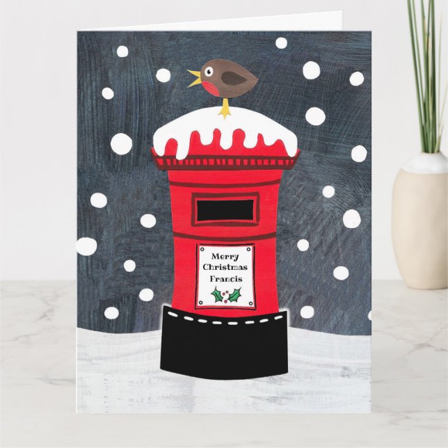 Carte Boîte postale de Noël et Robin personnalisés (Devant)