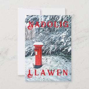 Carte Boîte postale rouge traditionnelle et neige sur le