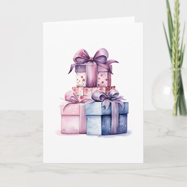 Carte Boîtes à cadeaux à l'aquarelle (Devant)