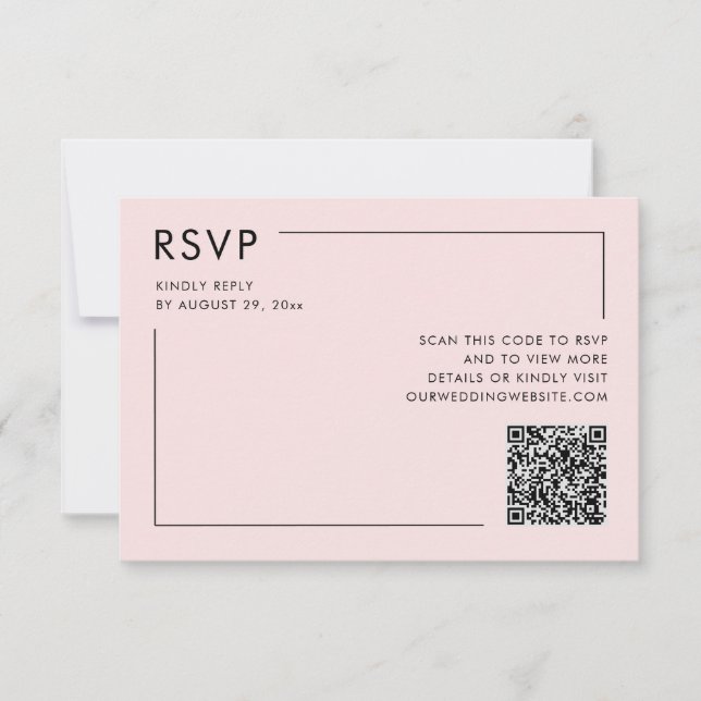 Carte Boîtier de mariage RSVP photo rose vierge QR Code (Devant)