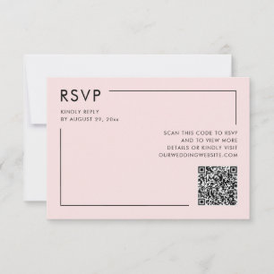 Carte Boîtier de mariage RSVP photo rose vierge QR Code