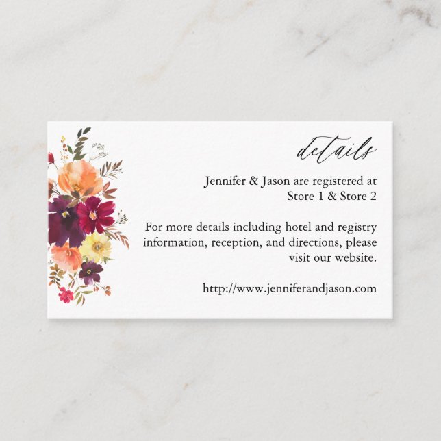 Carte Boîtier Floral Chute Citrouille Blanc (Devant)