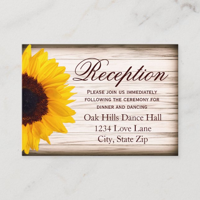 Carte Boîtier Rustique De Mariage De Tournesol (Devant)