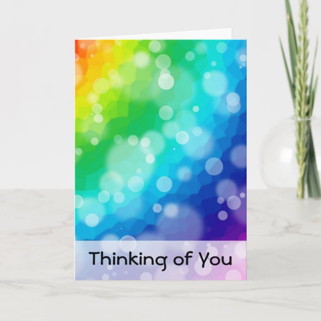 Carte Bokeh Rainbow Pattern Thinking of  You Card (Devant)