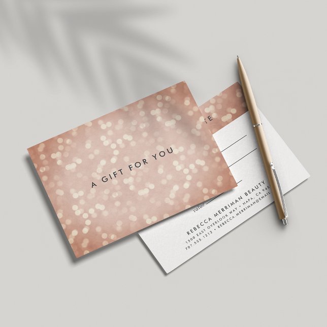 Carte Bokeh Rose cuivre | Certificat cadeau (Créateur téléchargé)