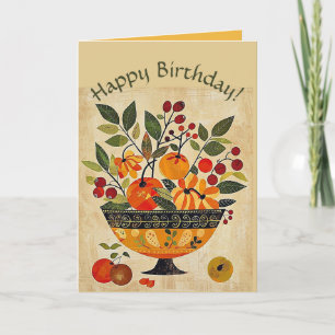 Carte Bol d'art populaire modifiable de fruits Anniversa
