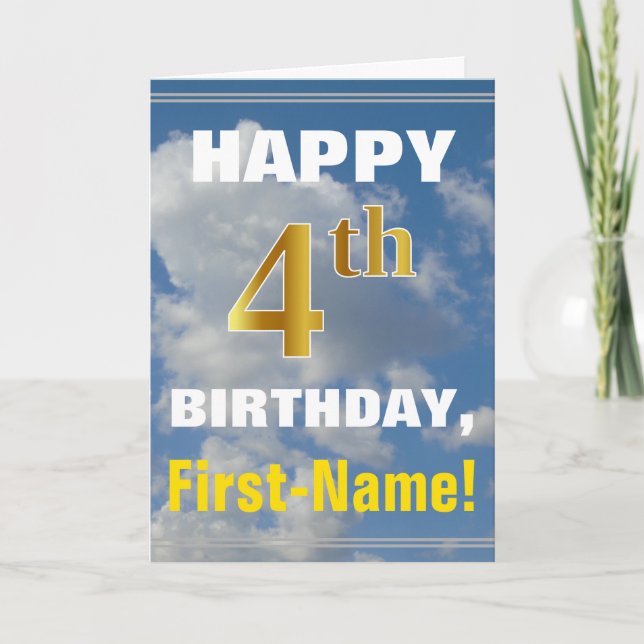Carte Bold, Ciel nuageux, 4e anniversaire de Faux Gold + (Devant)