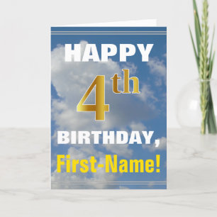 Carte Bold, Ciel nuageux, 4e anniversaire de Faux Gold +