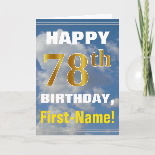 Carte Bold, Ciel nuageux, Faux Gold 78e anniversaire + N (Devant)