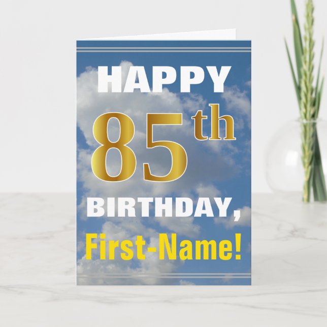 Carte Bold, Ciel nuageux, Faux Gold 85e anniversaire + N (Devant)