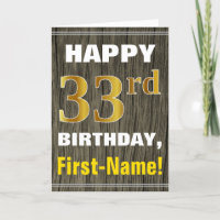 Bold, Faux Wood, Faux Gold 33e anniversaire + Nom