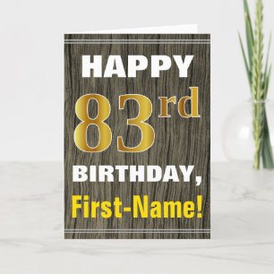 Carte Bold, Faux Wood, Faux Gold 83ème anniversaire + No