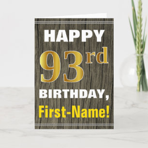 Carte Bold, Faux Wood, Faux Gold 93ème anniversaire + No