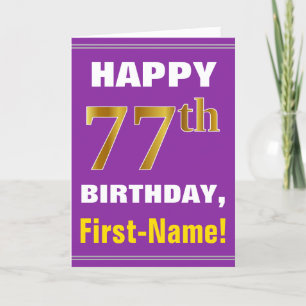 Carte Bold, Purple, Faux Gold 77e anniversaire avec cart