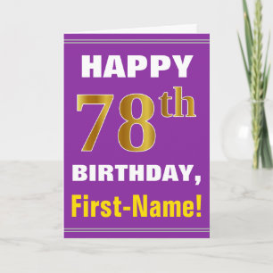 Carte Bold, Purple, Faux Gold 78e anniversaire avec cart