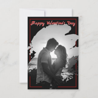Carte Bold Red & Black Valentine’s Day Photo Card